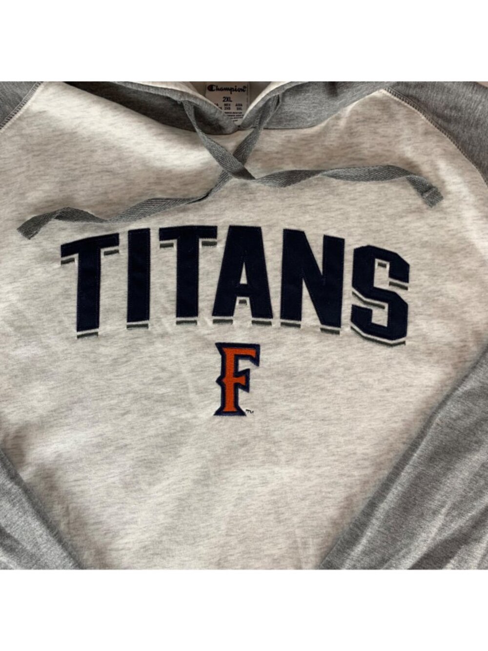 Cal State Fullerton Titans NCAA Heather Gray Champion Pullover Hoodie Mens 2XL - Picture 2 of 5